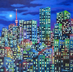 Talmadge, James - City at Night, 36x36", Acrylic on canvas