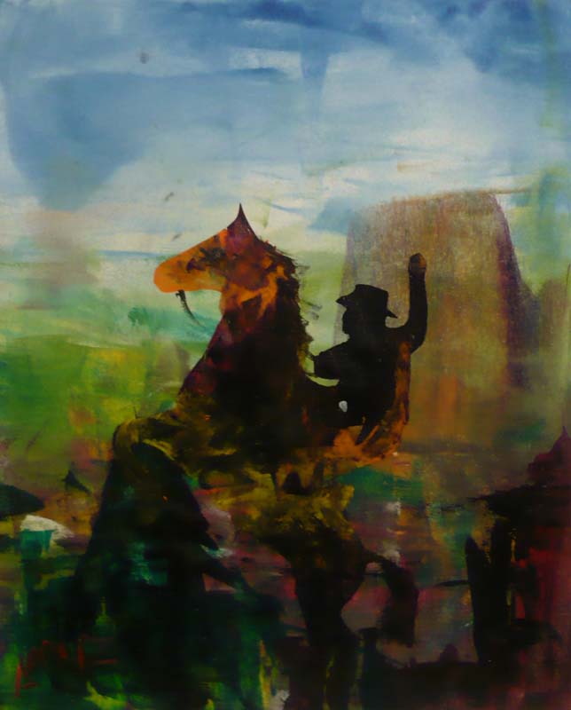 AROMAZ, Carlos - Cowboy on a horse - Oil, 20x16