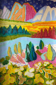 FERST, Jeff - Rocky Mountain Valley - 36x24" - mixed media on canvas