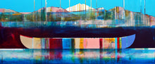Load image into Gallery viewer, LEBLANC, Sylvain - Aviron-30-16-Beige-Turquoise - 15x72&quot; - 72x15&quot; - technique mixte
