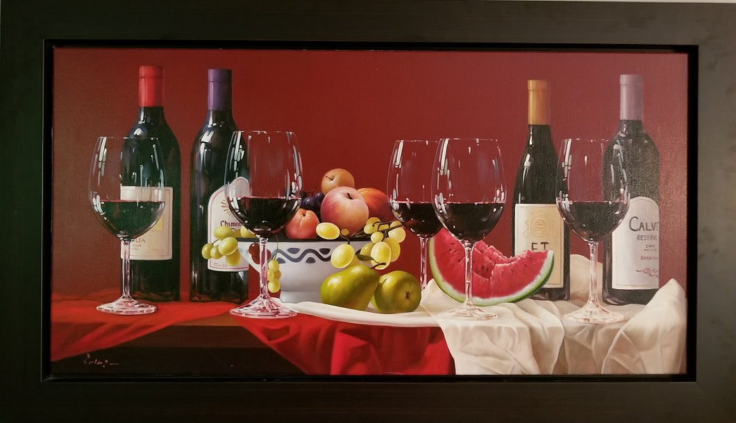 BARAS, Roberto - Red Wine Glory - Oil on canvas, 31x54